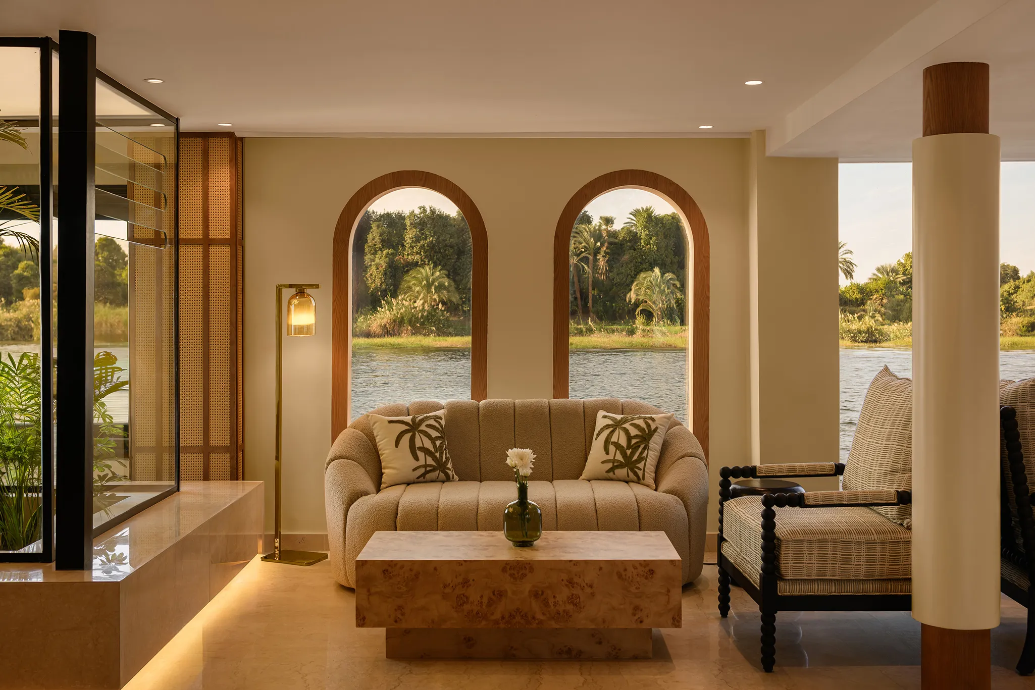 Lounge aboard the Le Fayan Suites Nile Cruise Nile cruise